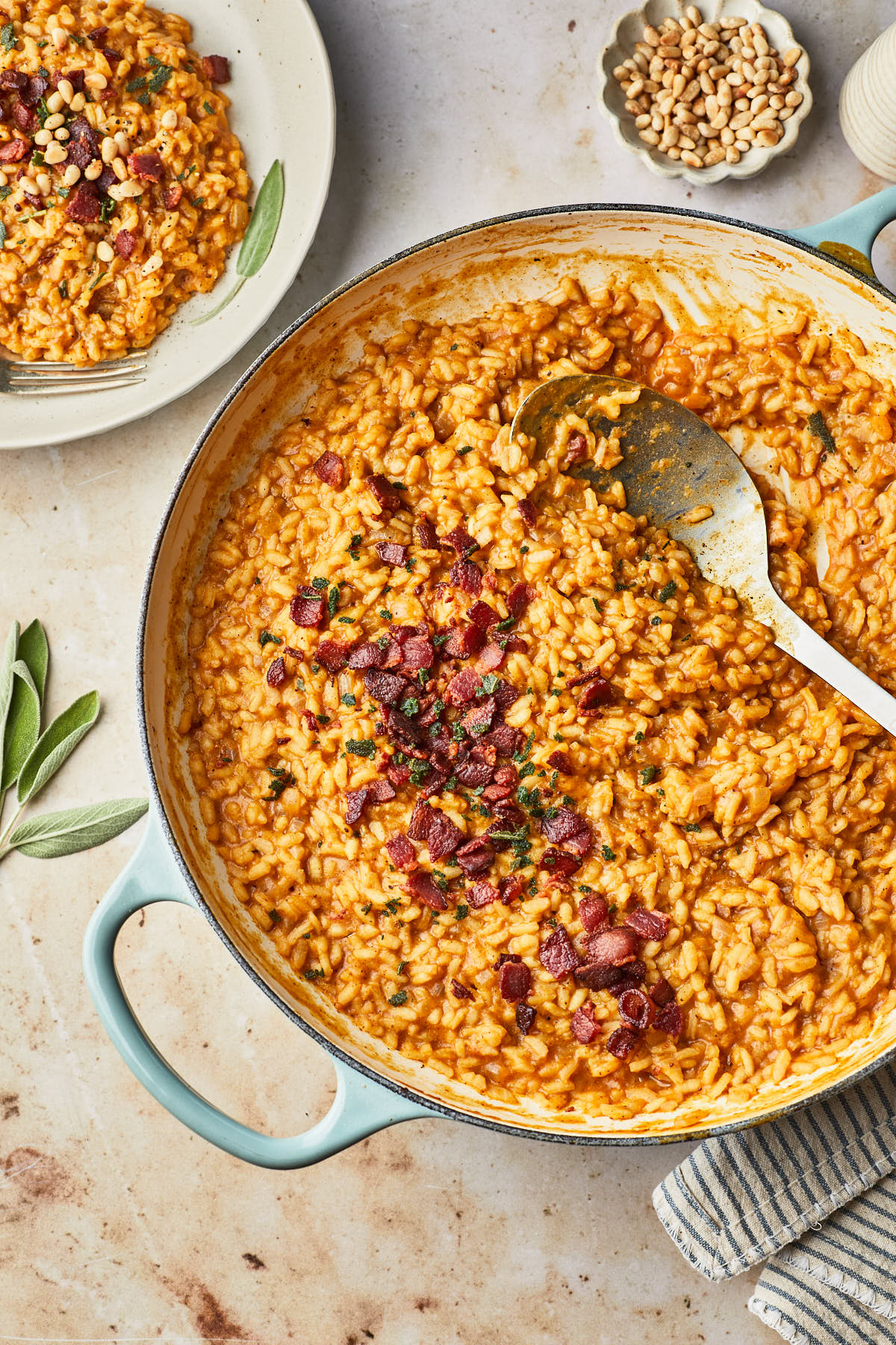 Pumpkin Risotto with Crispy Sage and Bacon